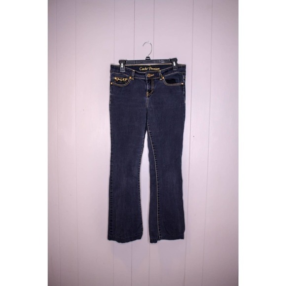 Cache Premium Dark Wash Stretch Cropped Denim Jeans Size 6 - Picture 1 of 2